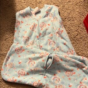 Floral Fleece Baby Sleep Sack - Blue and Orange